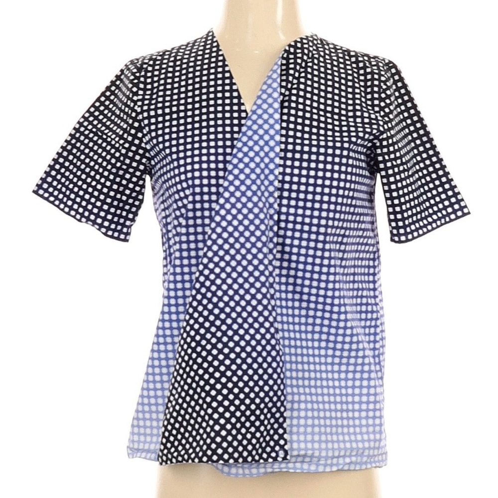 COS Optical Gradient Check Print Asymmetrical Top - Sz US 6